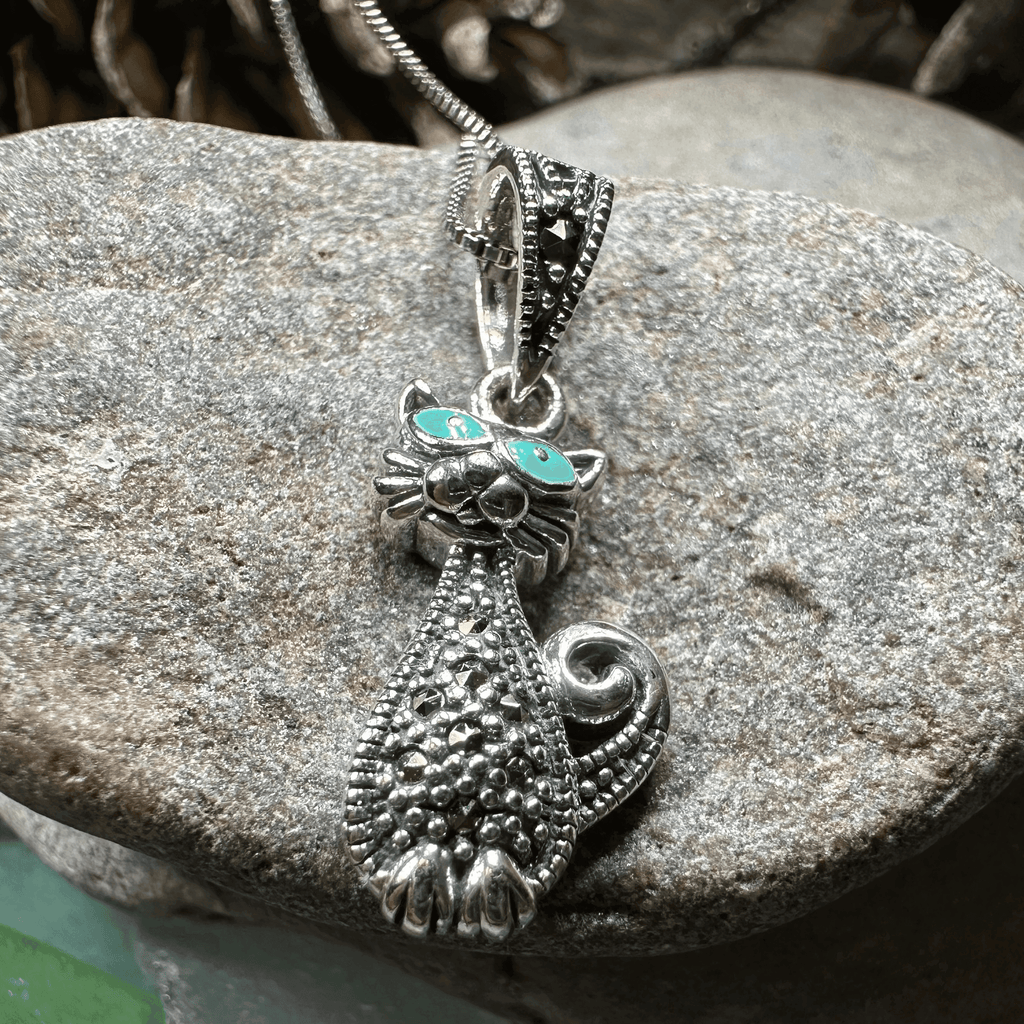 Sophisticated Marcasite Cat Necklace - 18