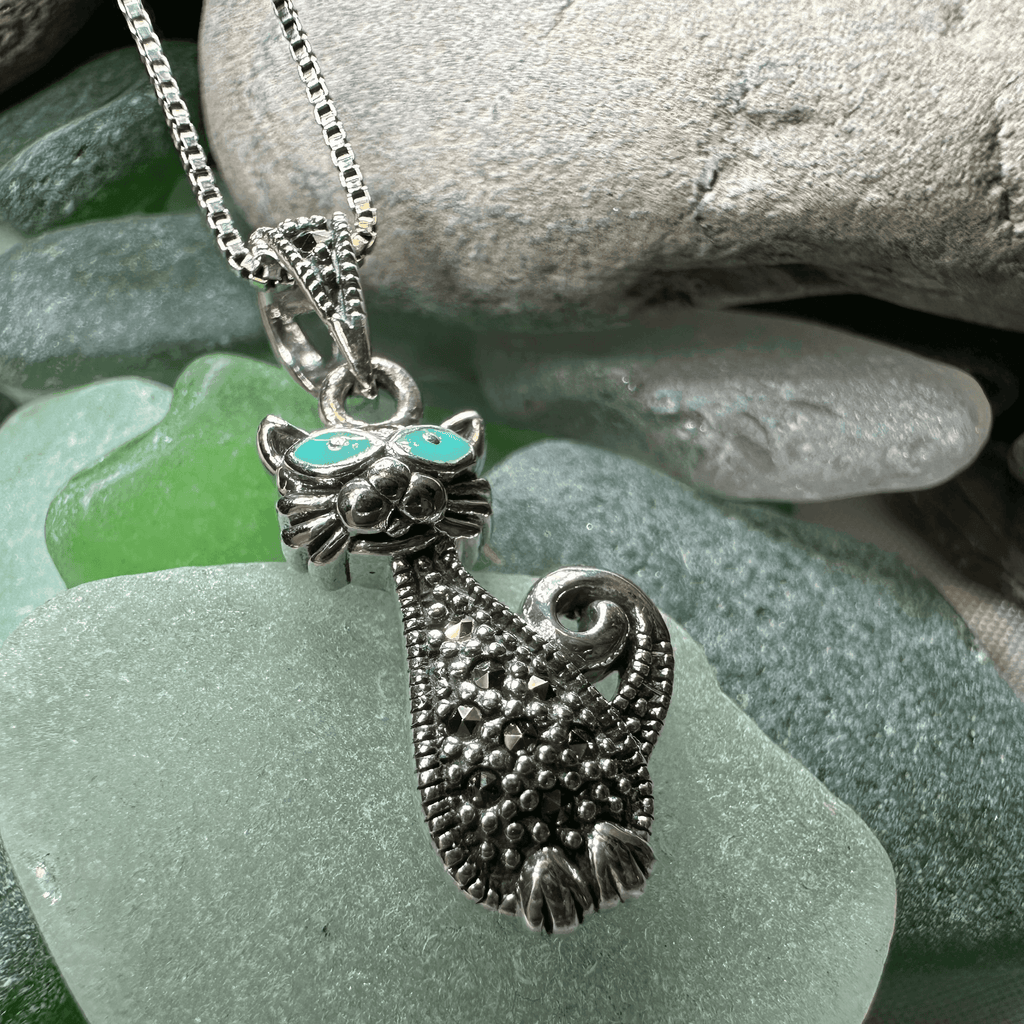 Sophisticated Marcasite Cat Necklace - 18