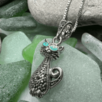 Sophisticated Marcasite Cat Necklace - 18