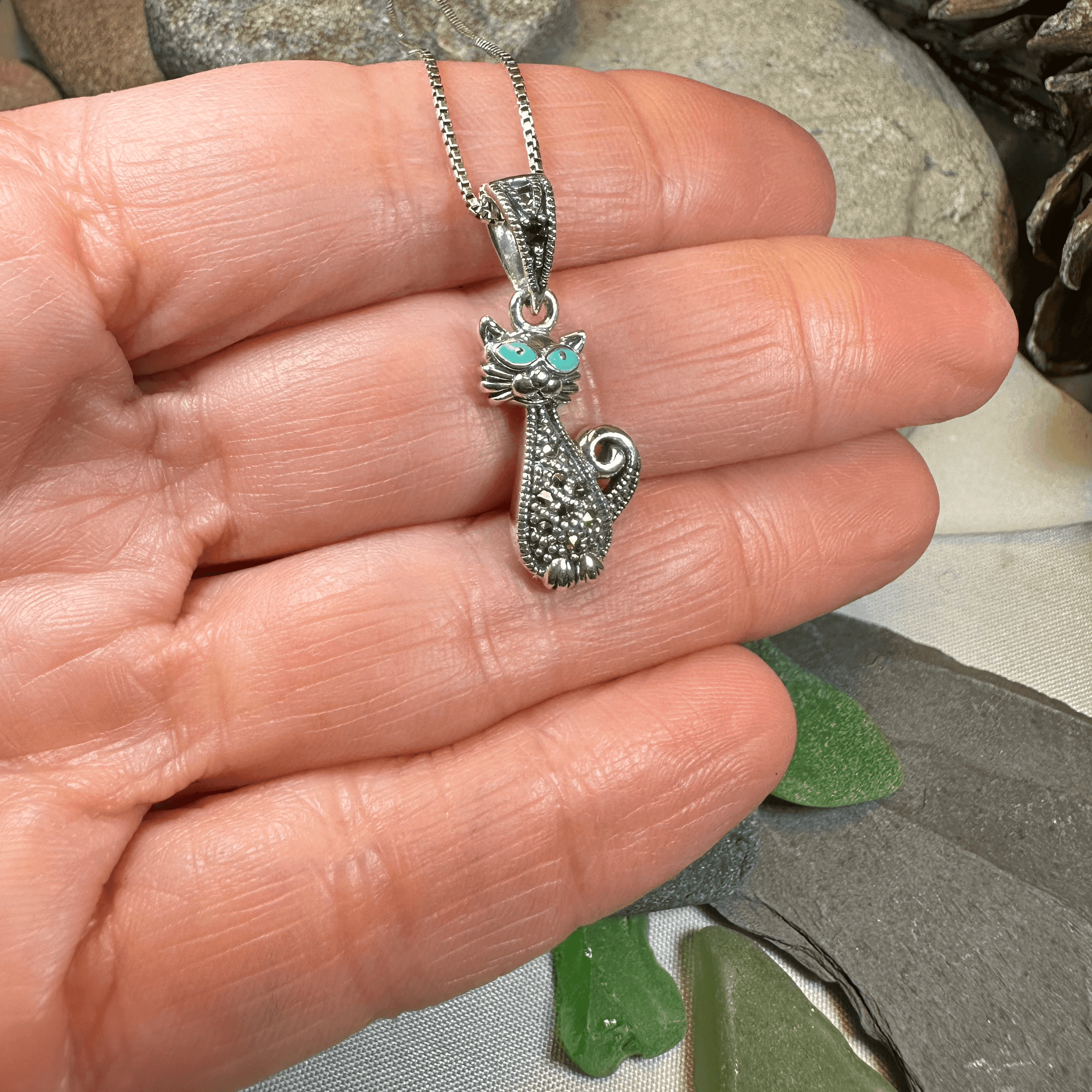 Sophisticated Marcasite Cat Necklace - 18