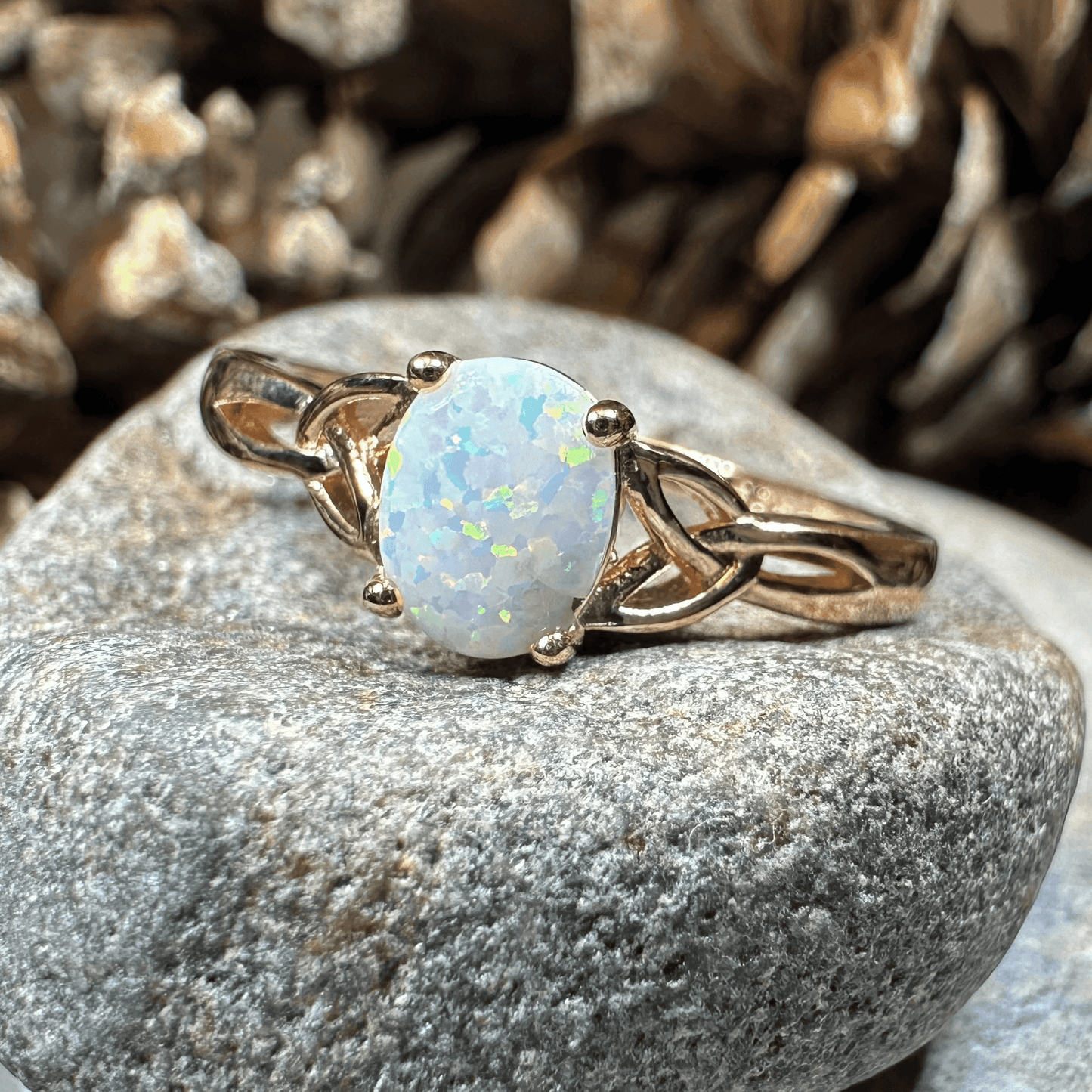 Scottish Mist Celtic Ring - 7 / 14k Rose Gold Plated