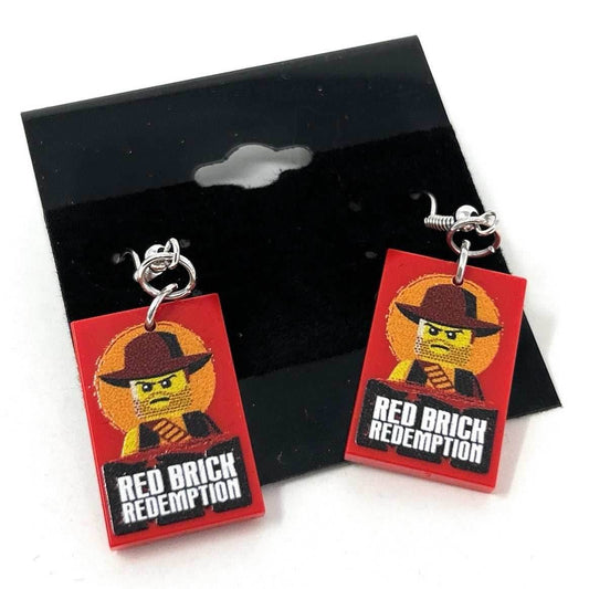 Red Brick Redemption Video Gaming Earrings made from LEGO parts - B3 Customs - 