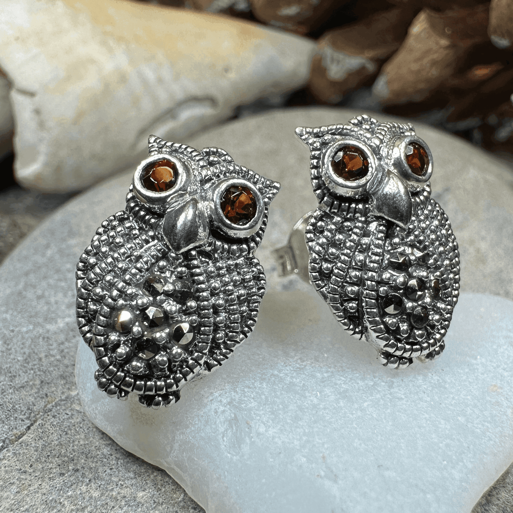 Owl Lover Marcasite Earrings - 