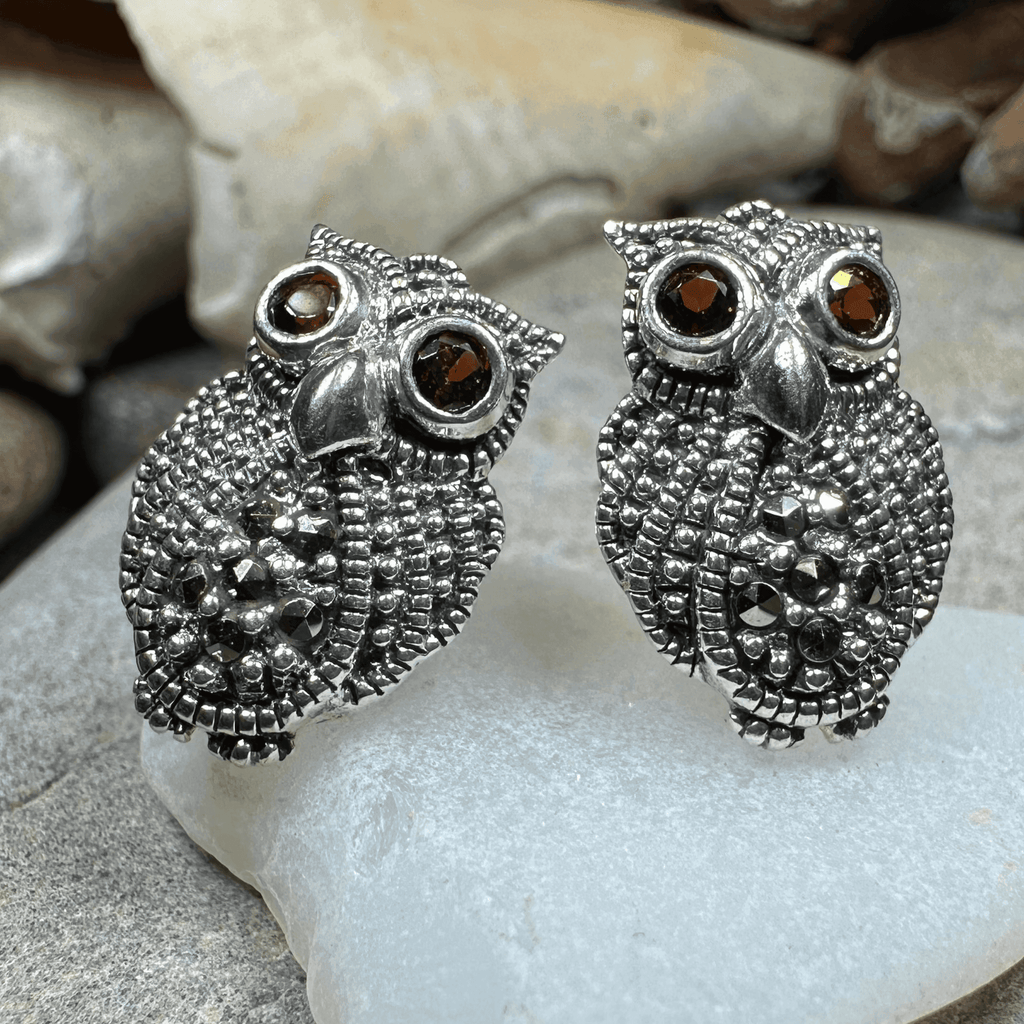 Owl Lover Marcasite Earrings - 