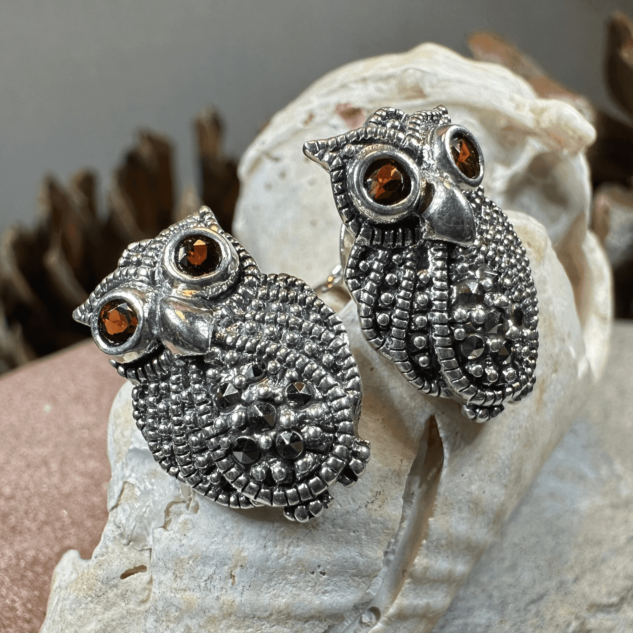 Owl Lover Marcasite Earrings - 