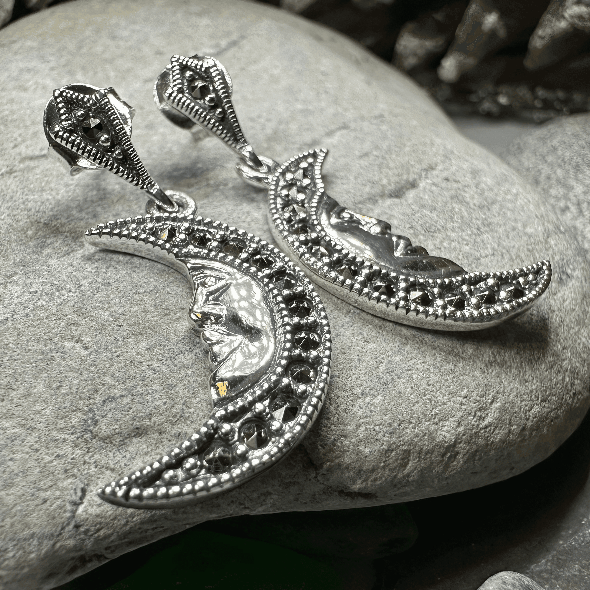 Midnight Goddess Moon Earrings - 