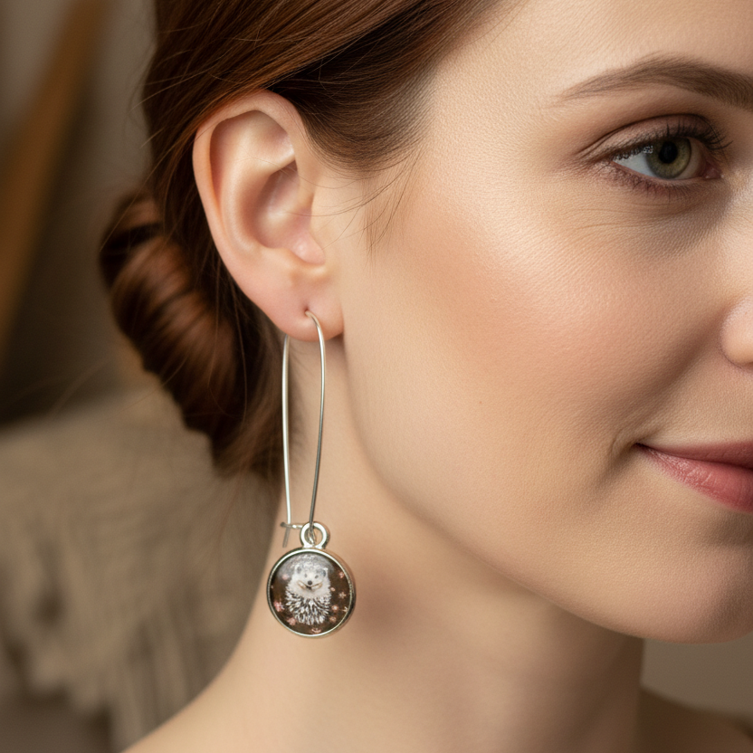 Blissful Hedgehog Art Earrings