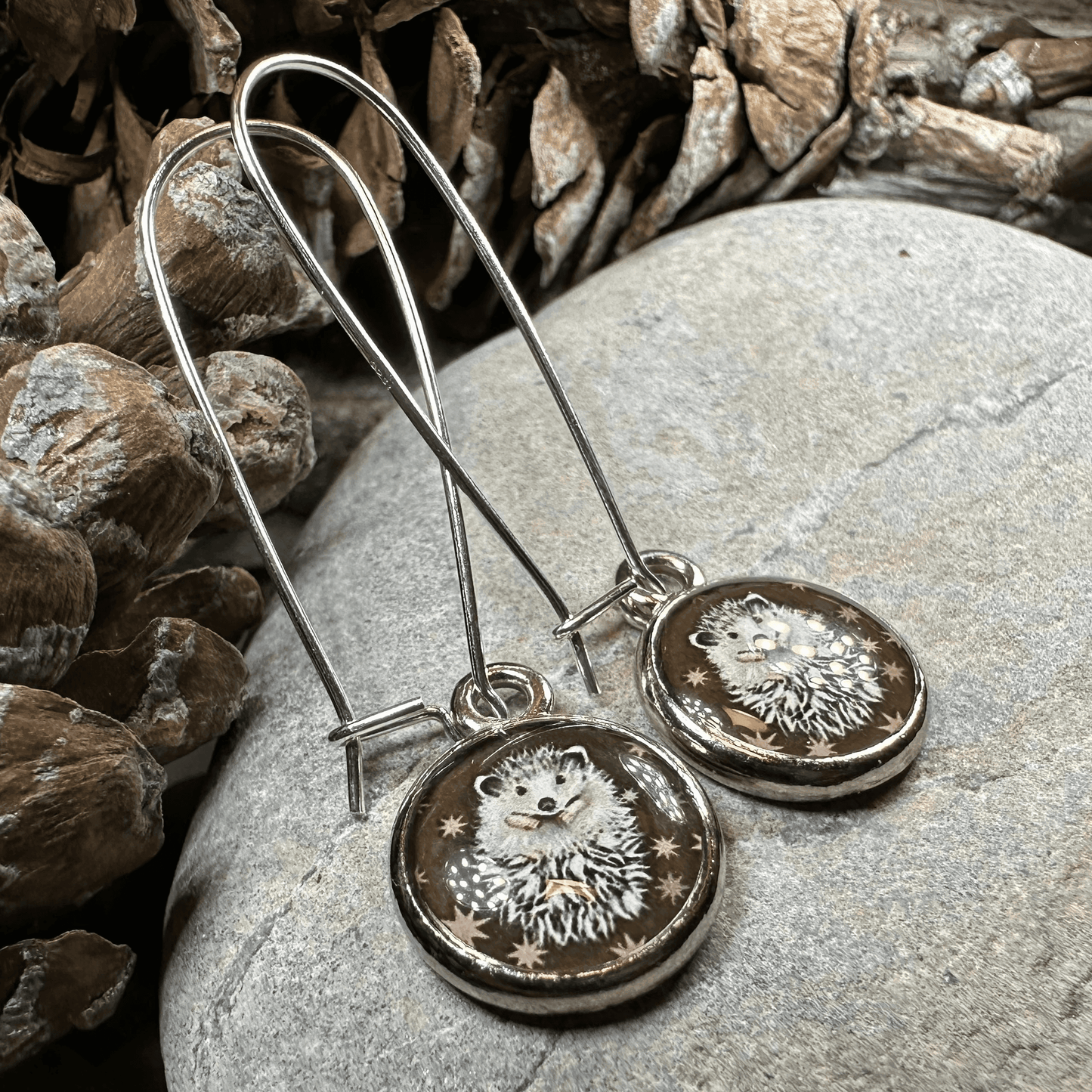 Blissful Hedgehog Art Earrings - 