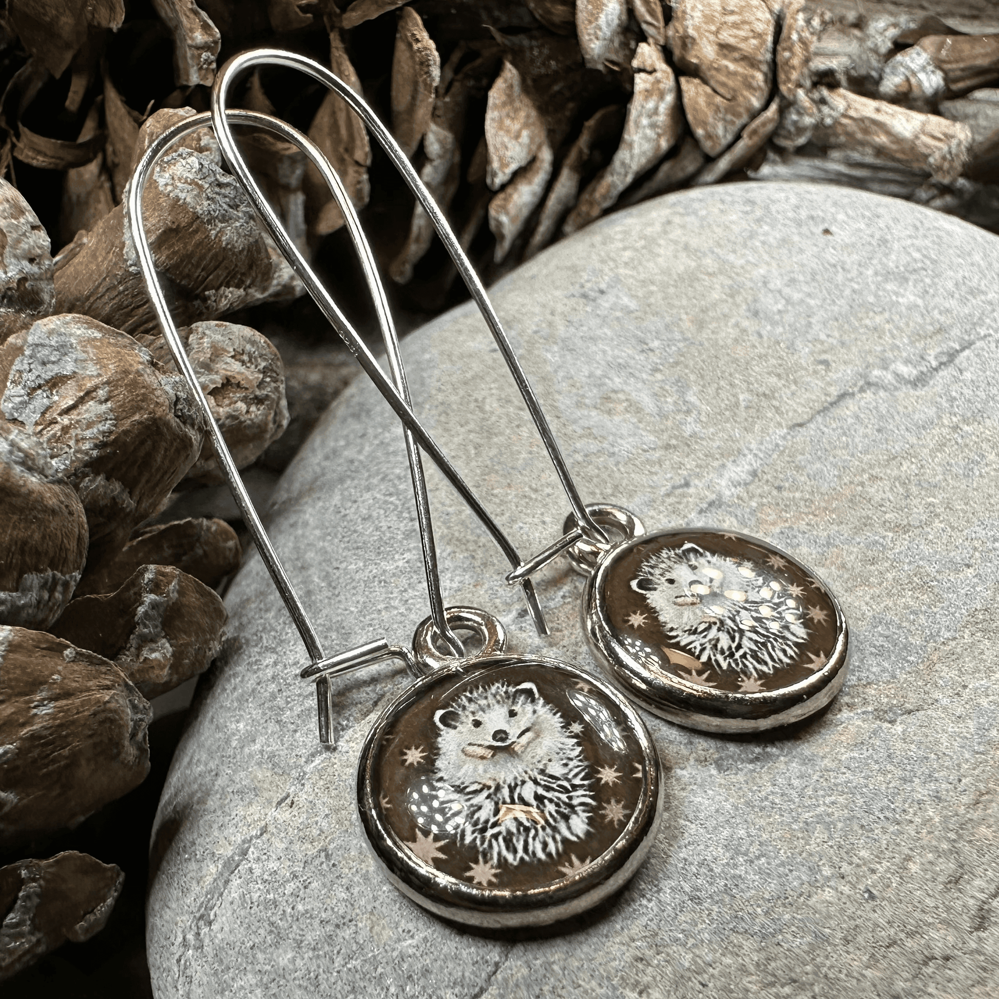 Blissful Hedgehog Art Earrings - 