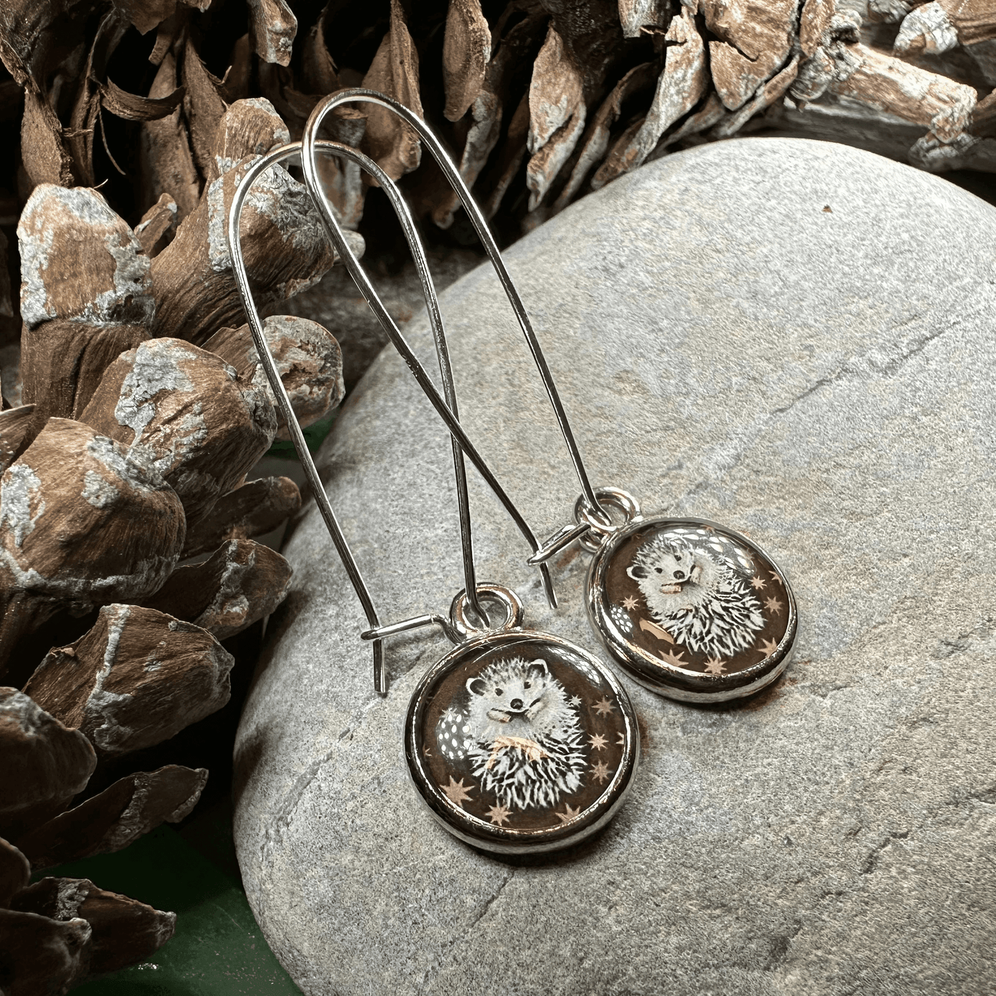 Blissful Hedgehog Art Earrings - 