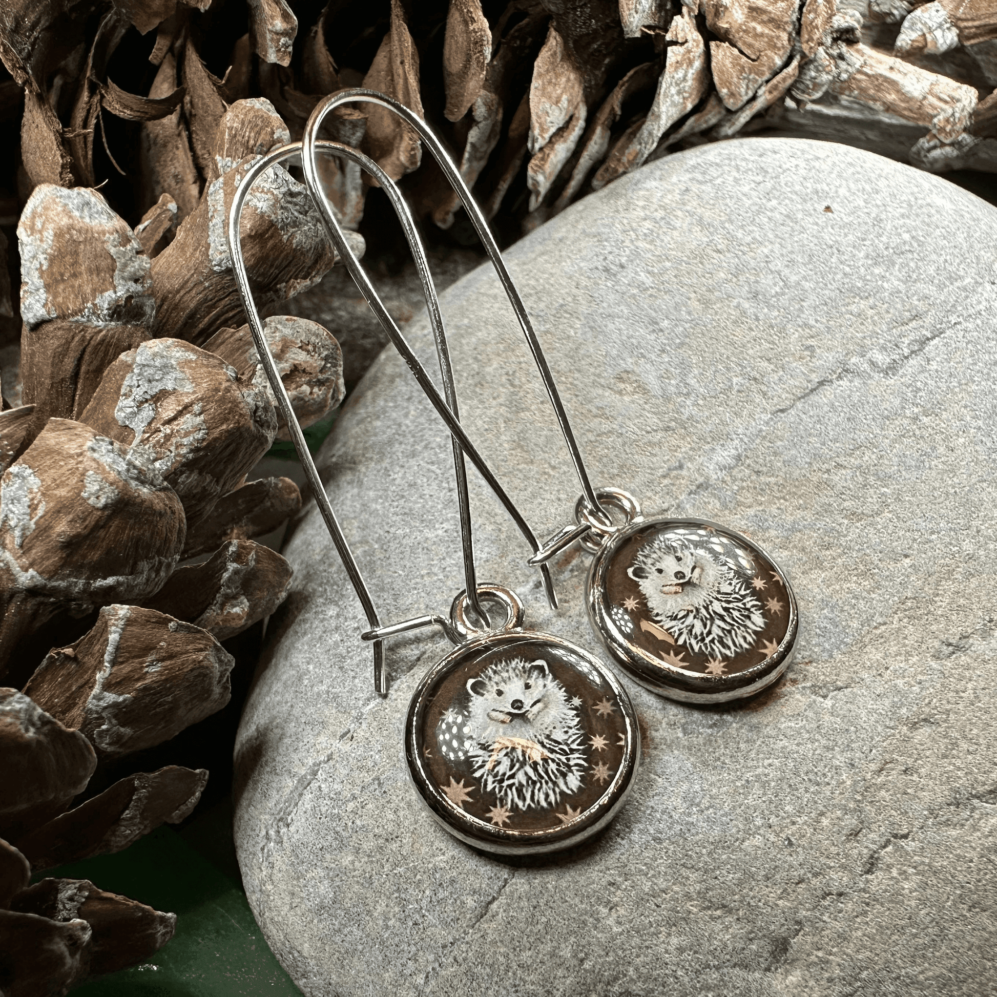Blissful Hedgehog Art Earrings - 