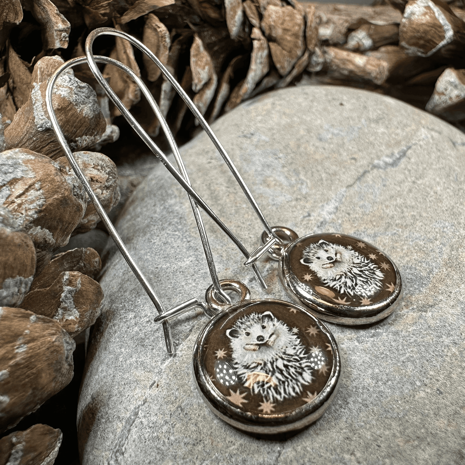 Blissful Hedgehog Art Earrings - 