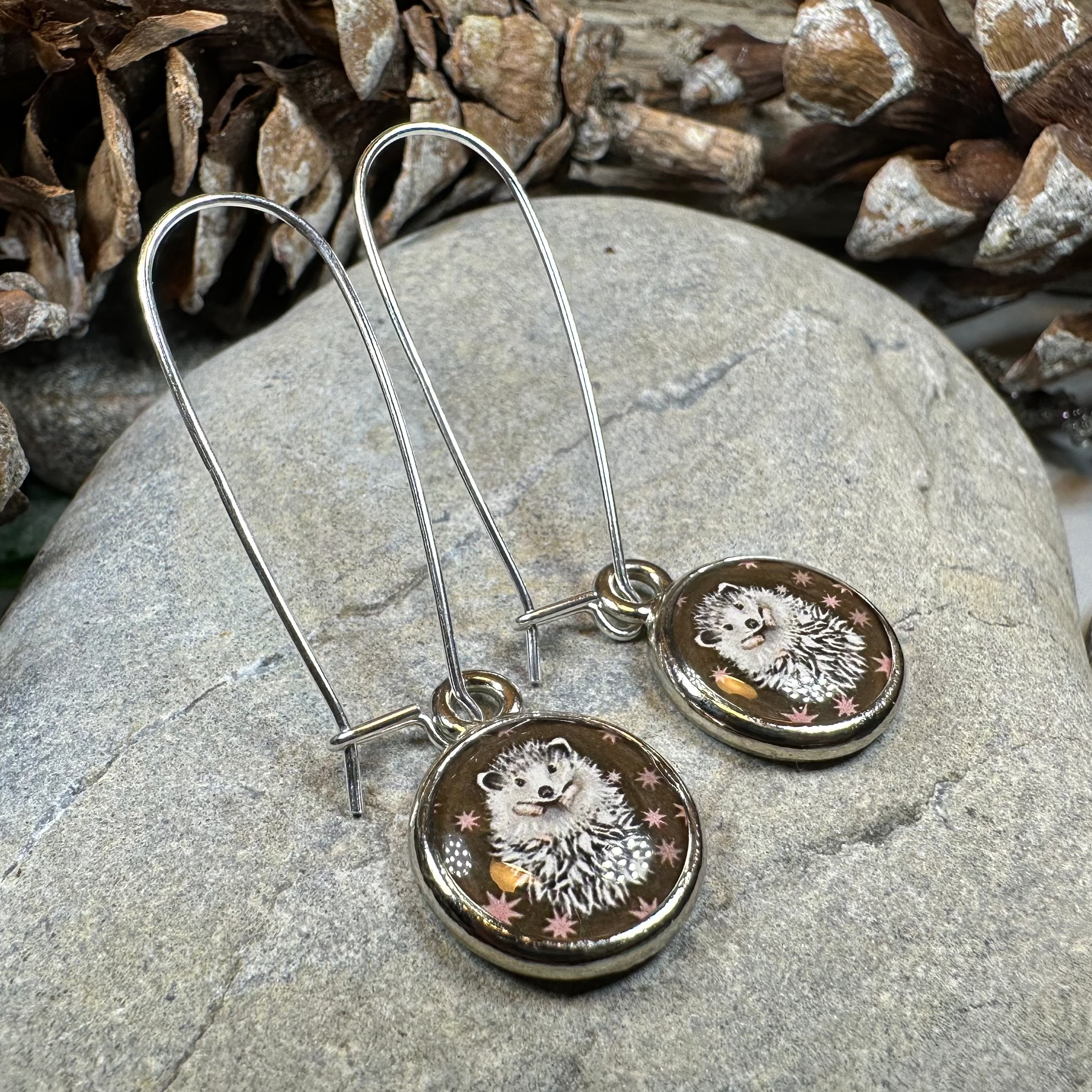 Blissful Hedgehog Art Earrings