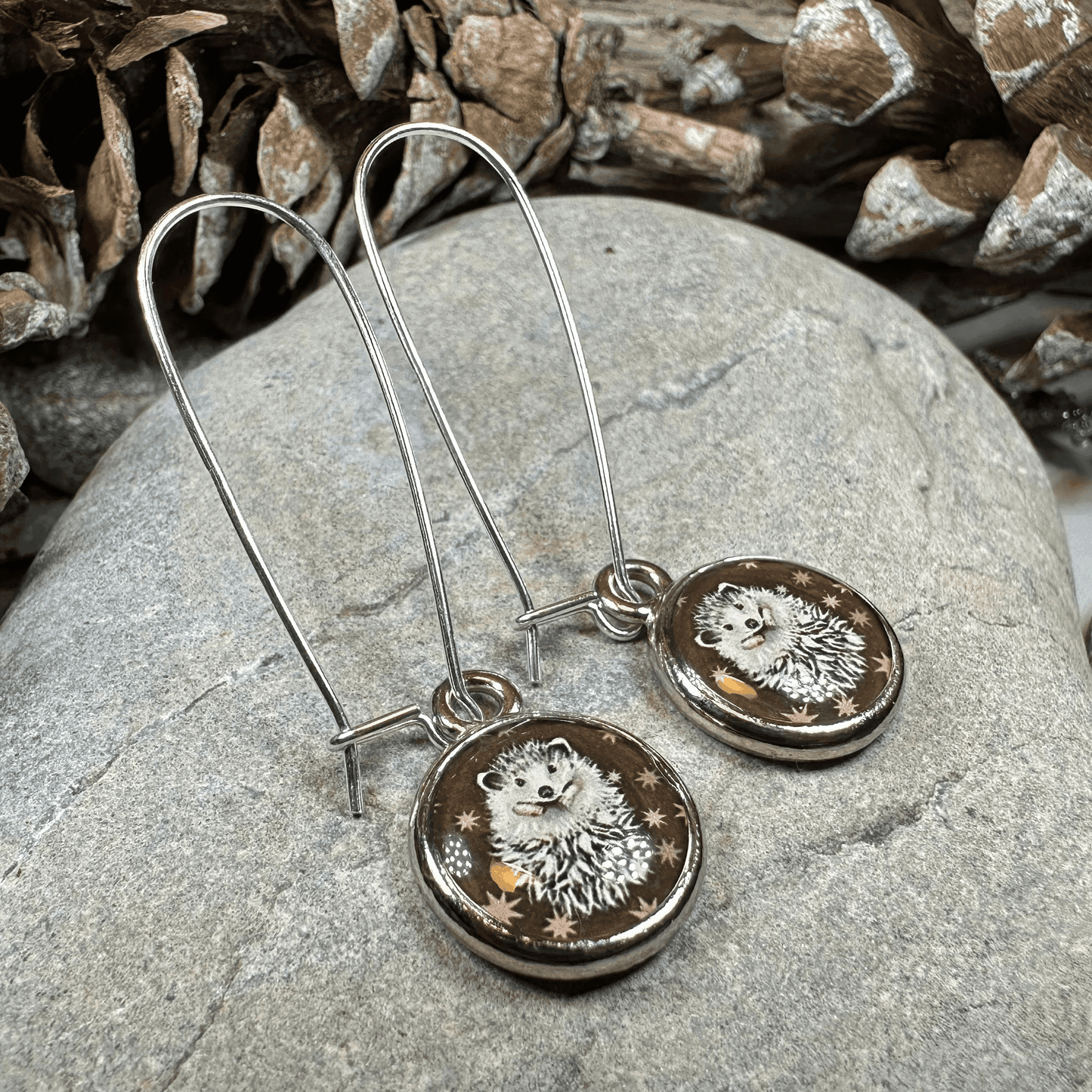 Blissful Hedgehog Art Earrings - 