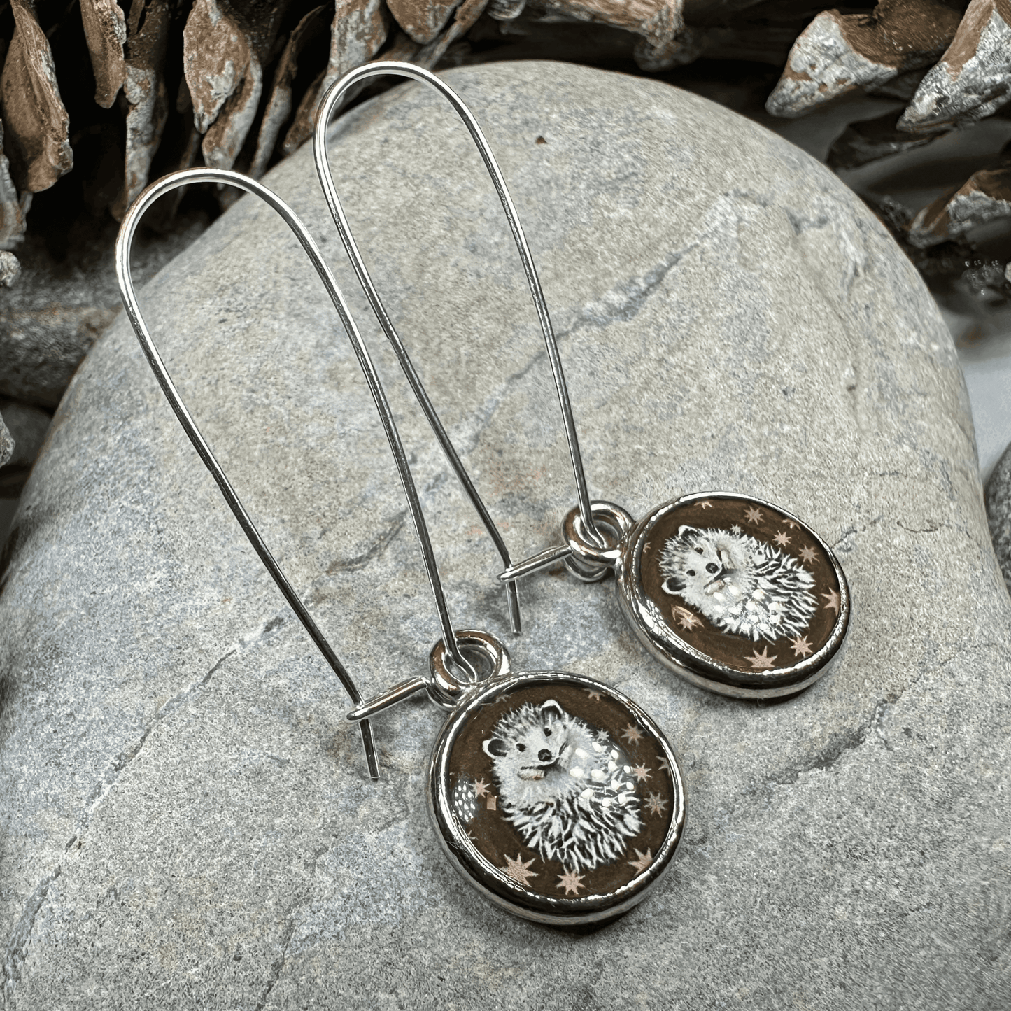 Blissful Hedgehog Art Earrings - 