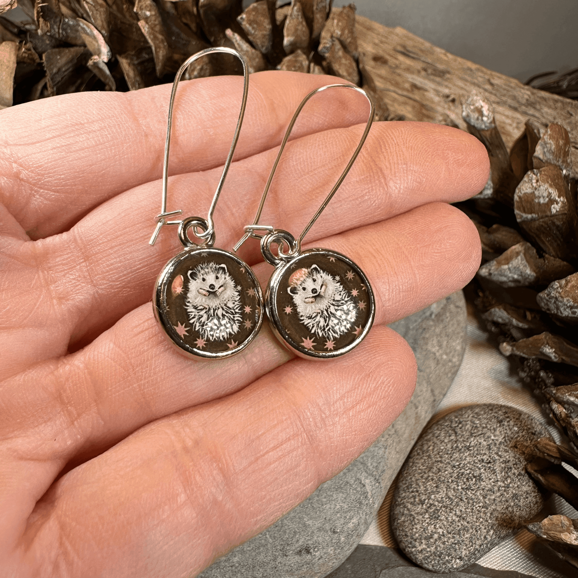 Blissful Hedgehog Art Earrings - 