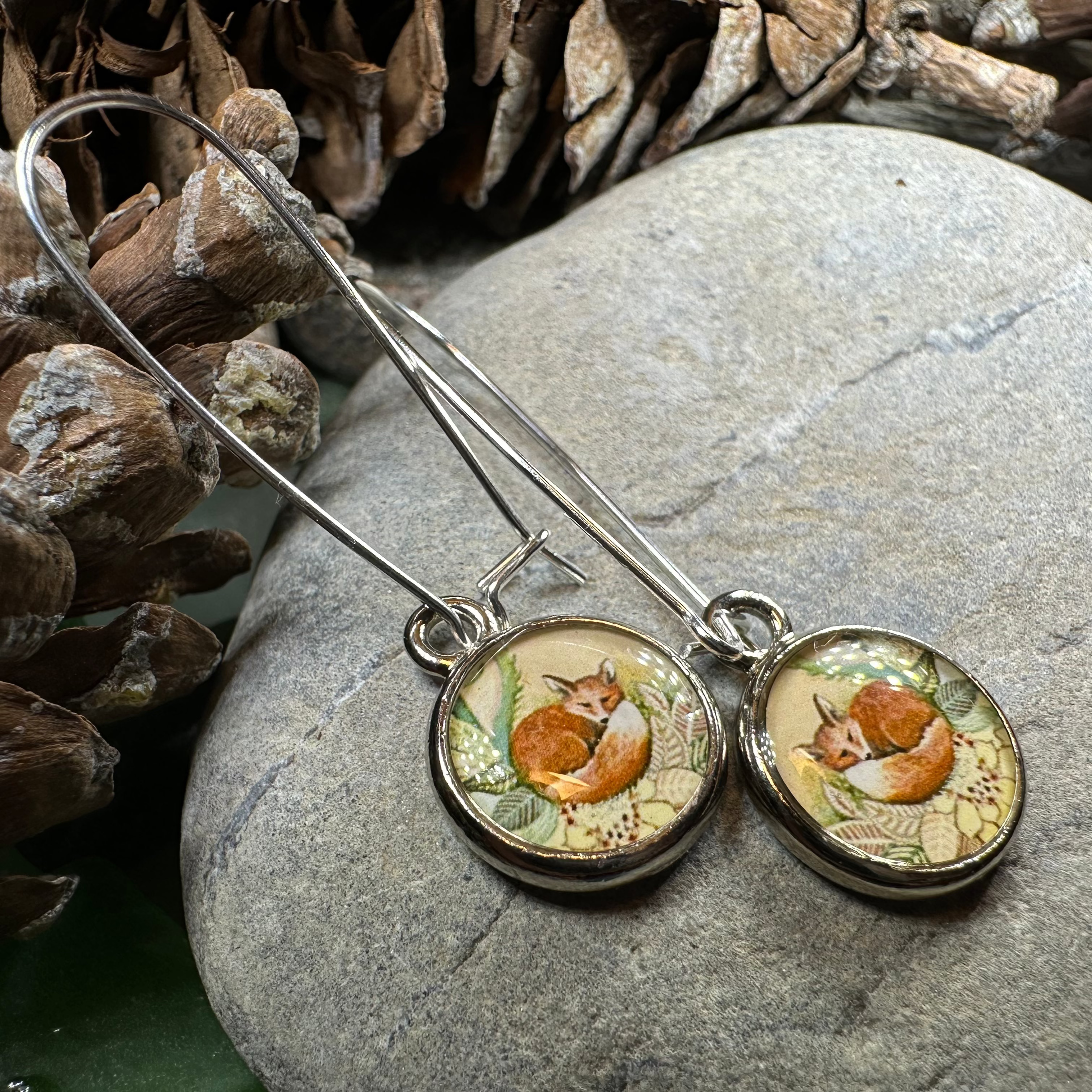 Autumn Nap Fox Earrings