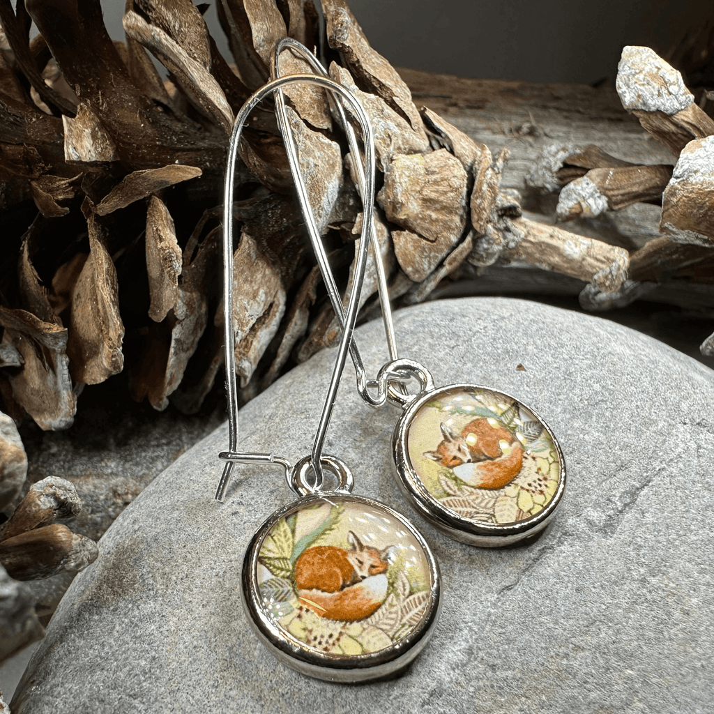Autumn Nap Fox Earrings - 