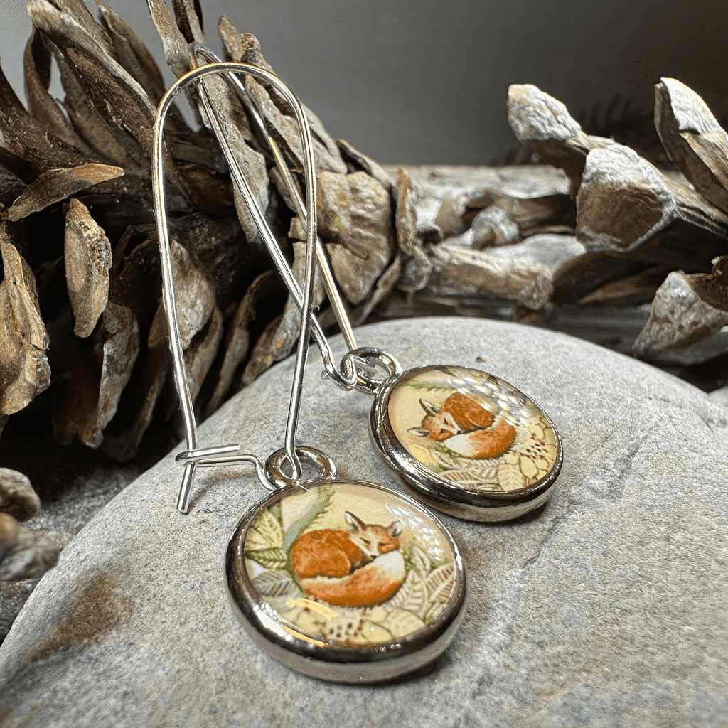 Autumn Nap Fox Earrings - 