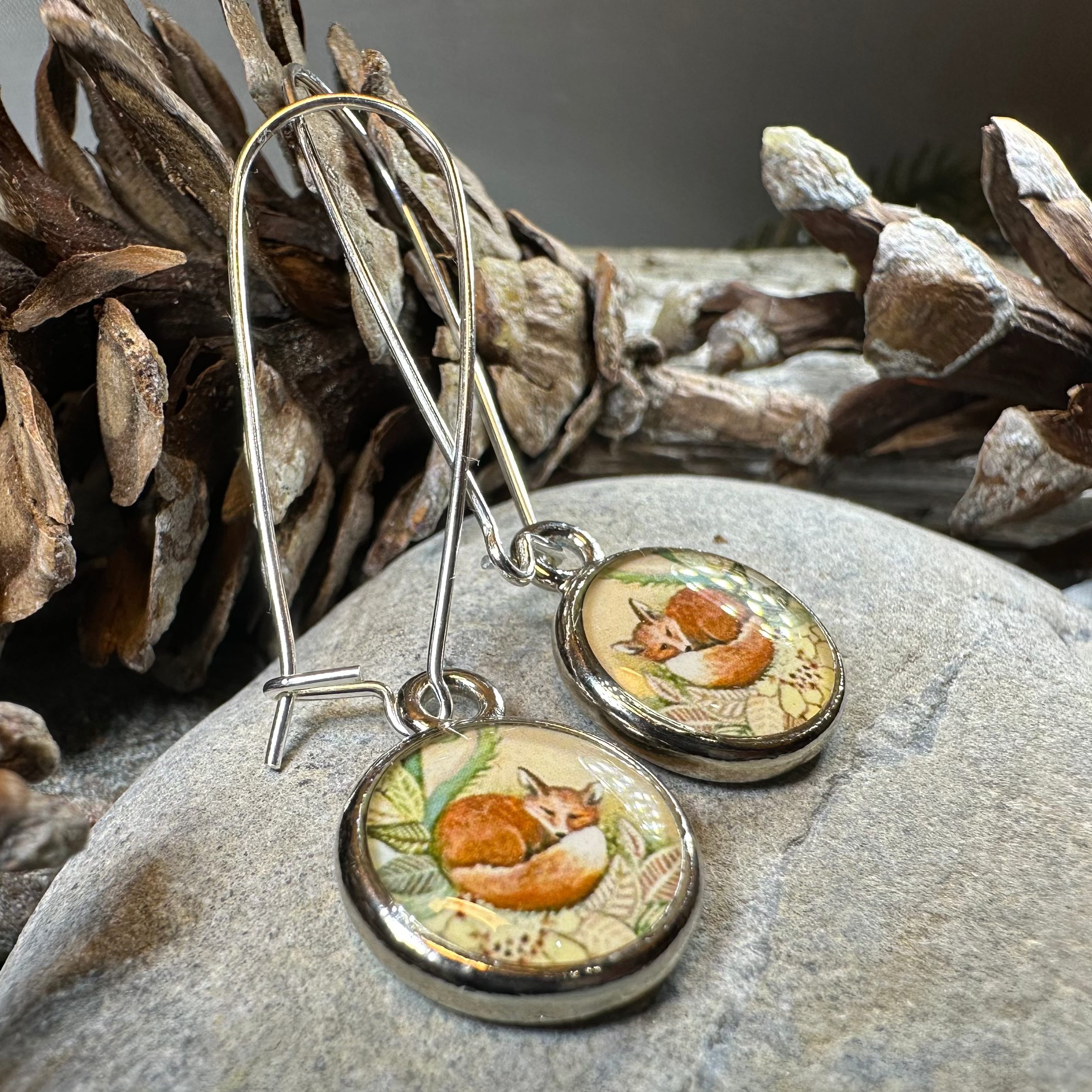 Autumn Nap Fox Earrings