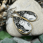 Night Sky Barn Owl Earrings - 
