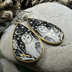 Night Sky Barn Owl Earrings - 