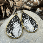 Night Sky Barn Owl Earrings - 
