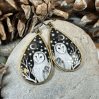Night Sky Barn Owl Earrings - 