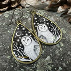 Night Sky Barn Owl Earrings
