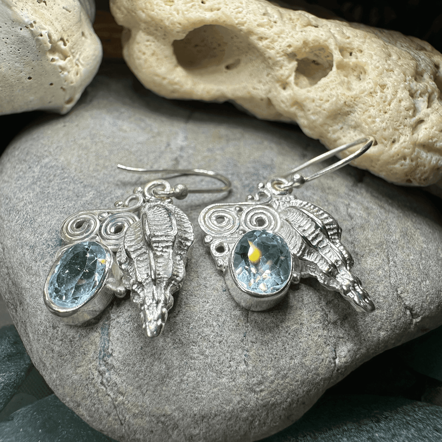 Blue Ocean Shell Earrings - 