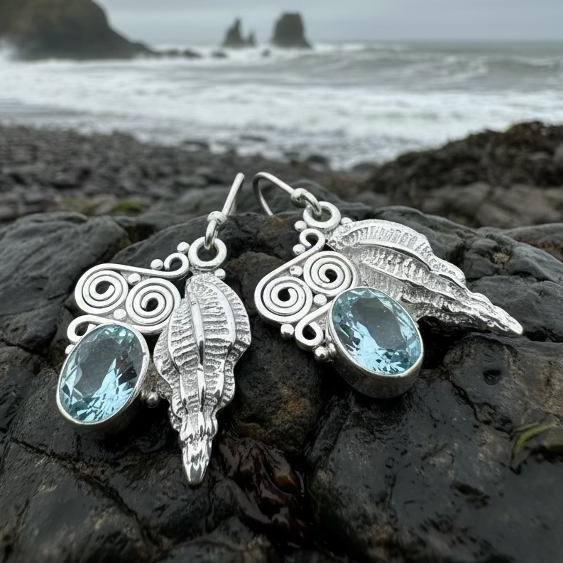Blue Ocean Shell Earrings