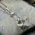 Misty Morning Moonstone Owl Necklace