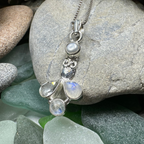 Misty Morning Moonstone Owl Necklace