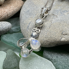 Misty Morning Moonstone Owl Necklace