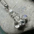 Misty Morning Moonstone Owl Necklace - 18 / Moonstone/Topaz