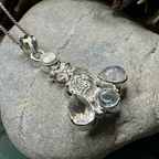 Misty Morning Moonstone Owl Necklace