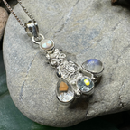 Misty Morning Moonstone Owl Necklace