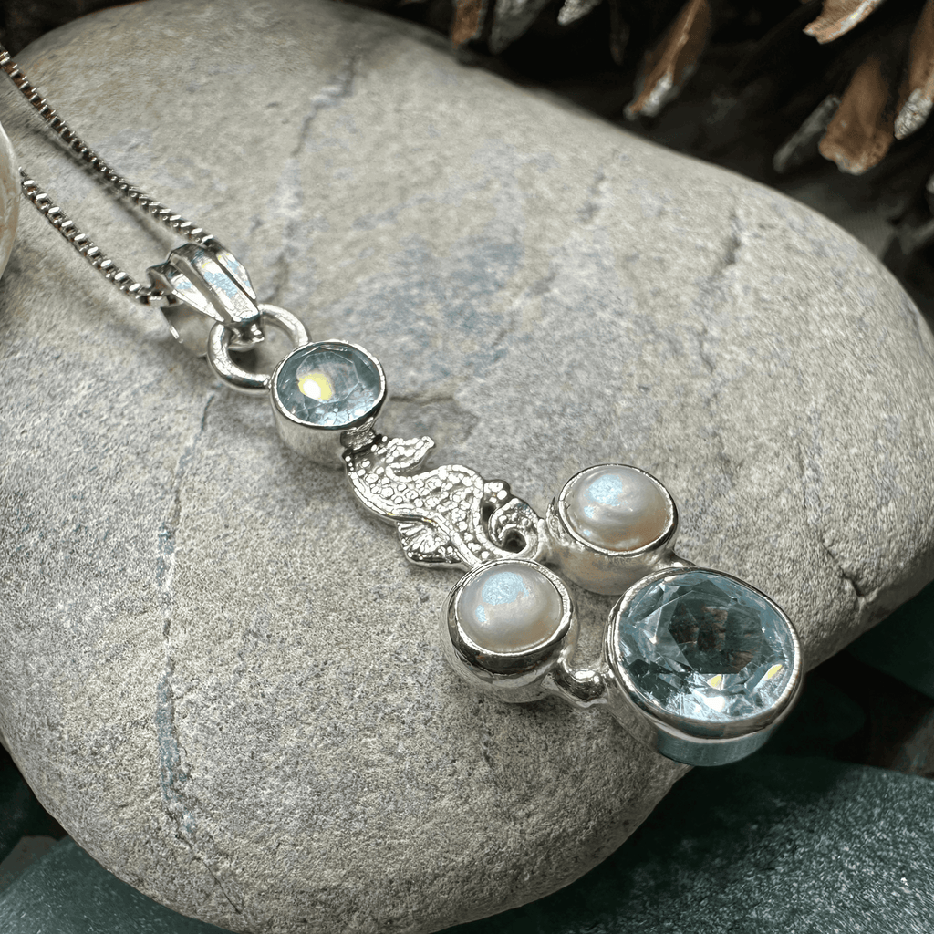 Seamist Seahorse Necklace - 18 / Topaz with Amethyst