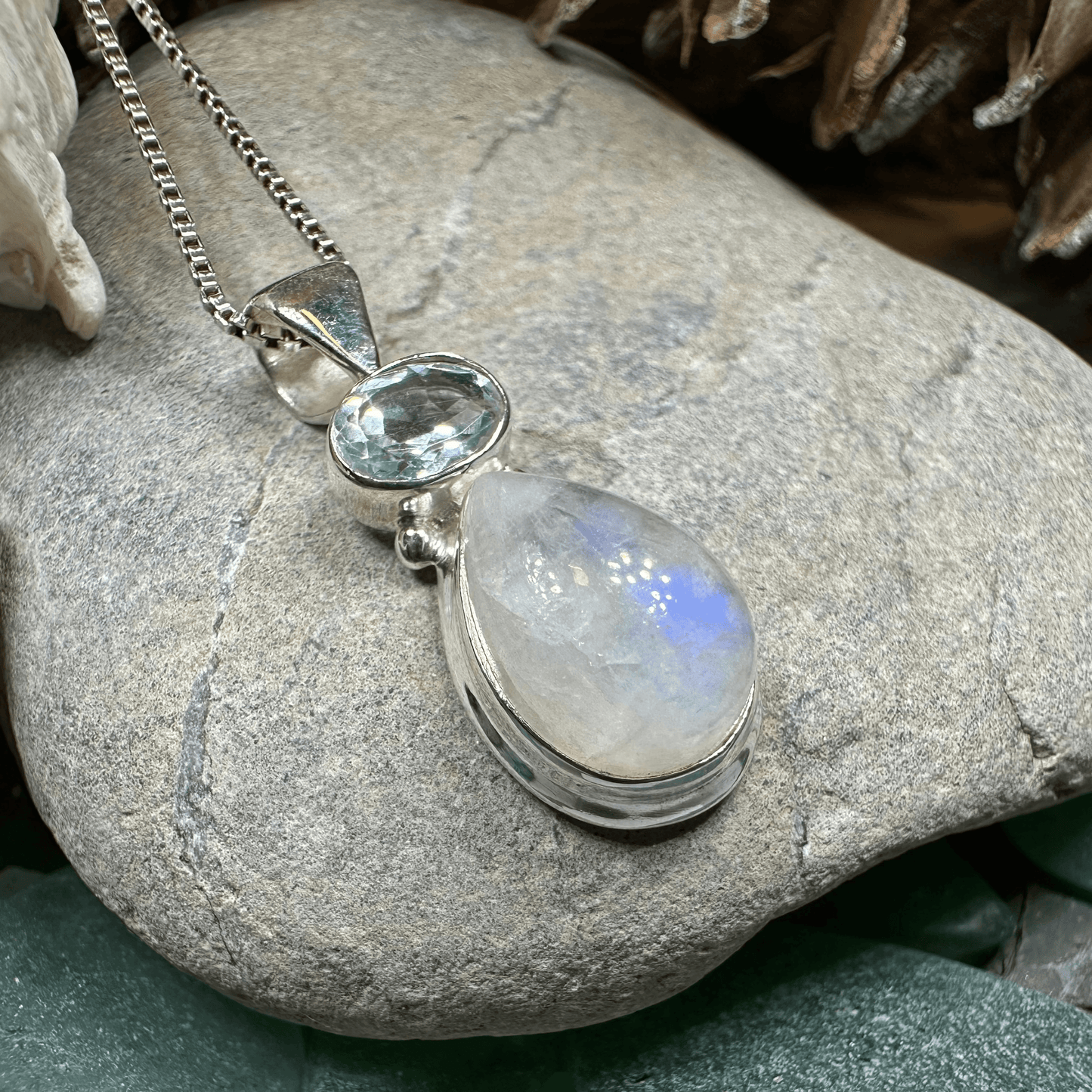 Twilight Moonstone Necklace - 18 / Teardrlop Oval