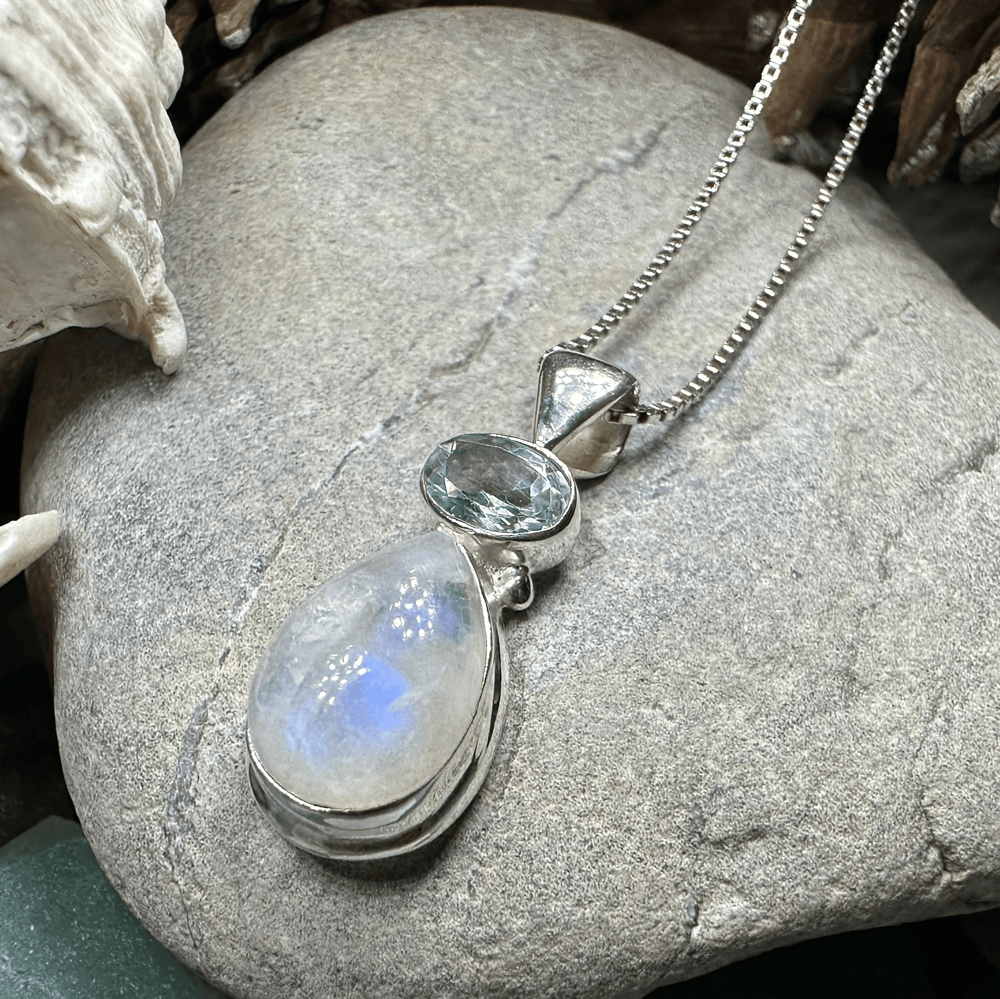 Twilight Moonstone Necklace - 18 / Diamond