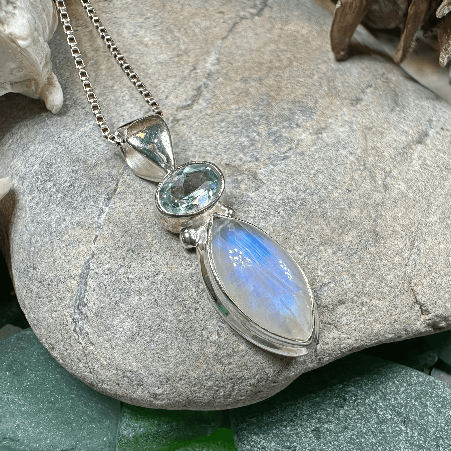 Twilight Moonstone Necklace - 18 / Diamond