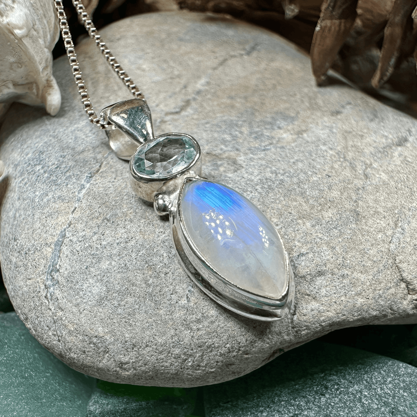Twilight Moonstone Necklace - 18 / Diamond