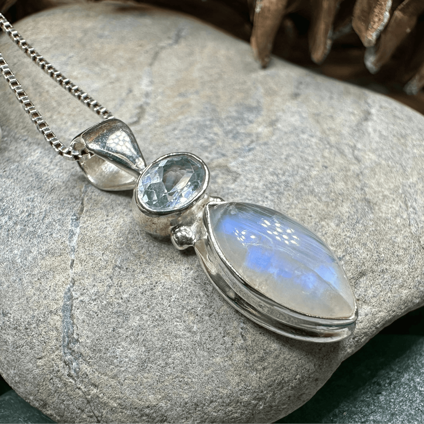 Twilight Moonstone Necklace - 18 / Diamond