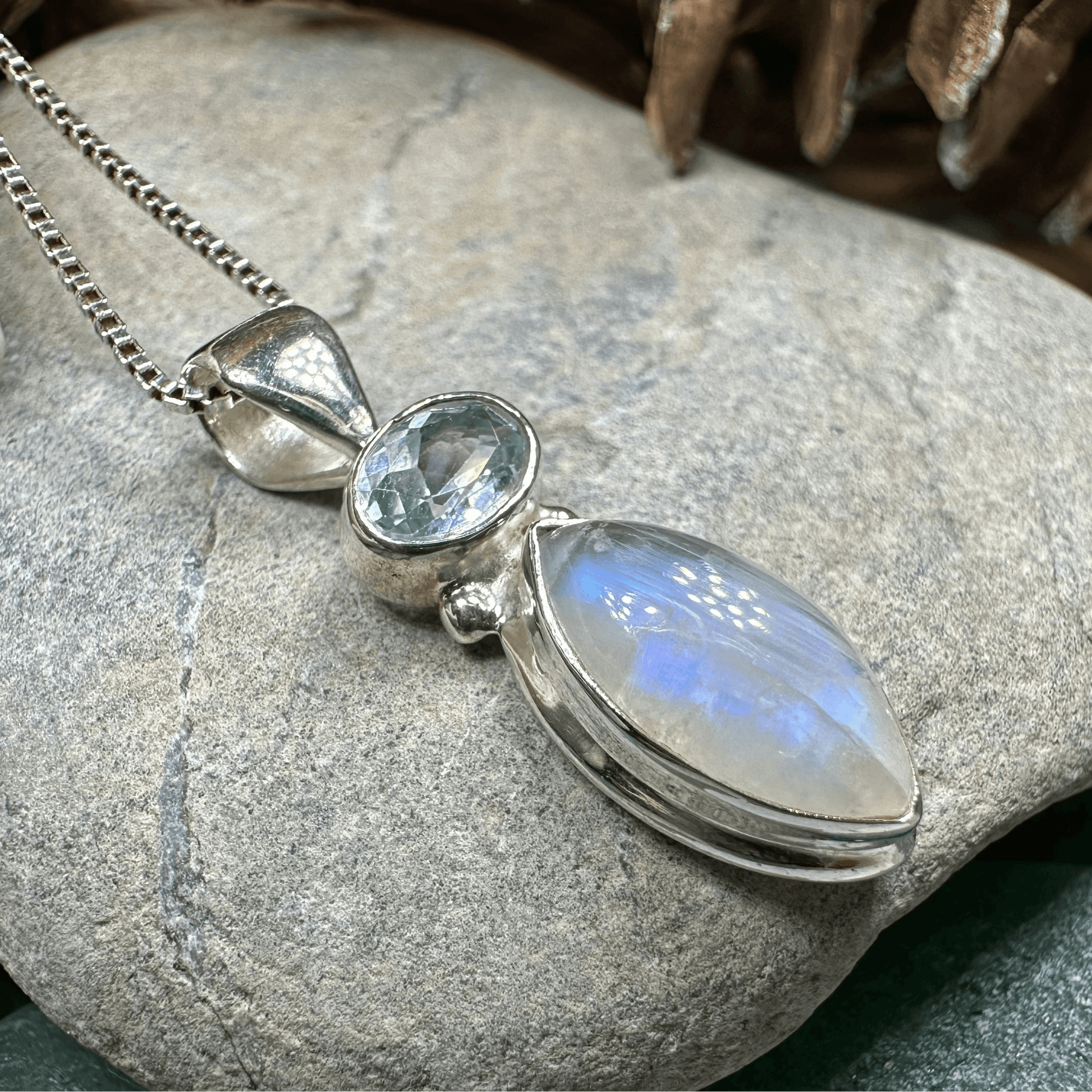 Twilight Moonstone Necklace - 18 / Diamond