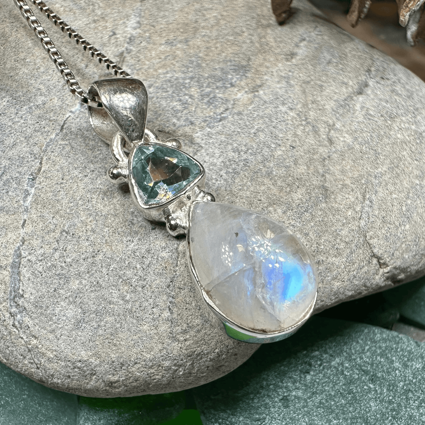 Twilight Moonstone Necklace - 18 / Teardrop Triangle