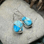 Classic Copper Turquoise Earrings - Teardrop Orange