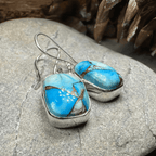 Classic Copper Turquoise Earrings - Square Blue