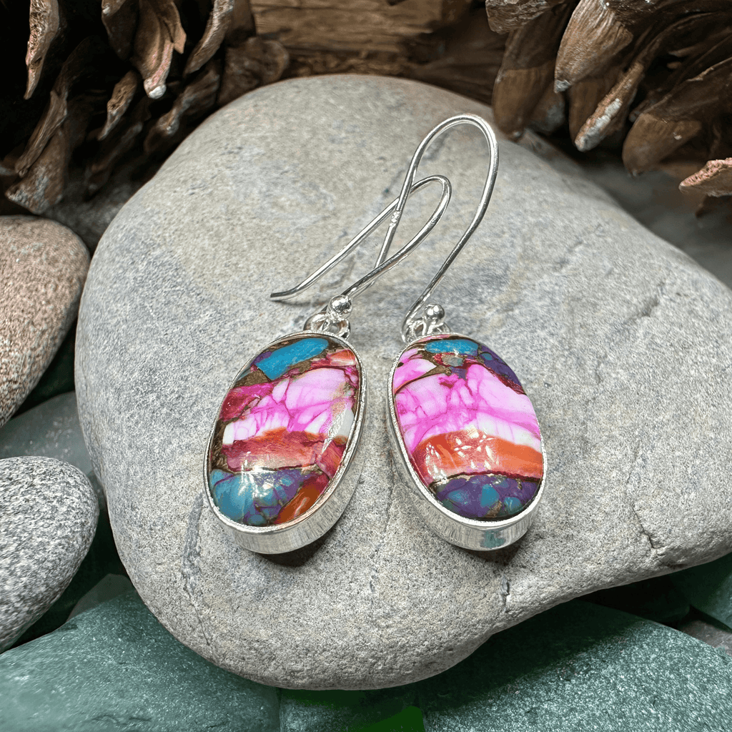 Classic Copper Turquoise Earrings - Teardrop Orange