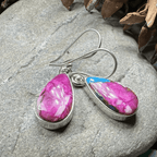 Classic Copper Turquoise Earrings - Teardrop Pink