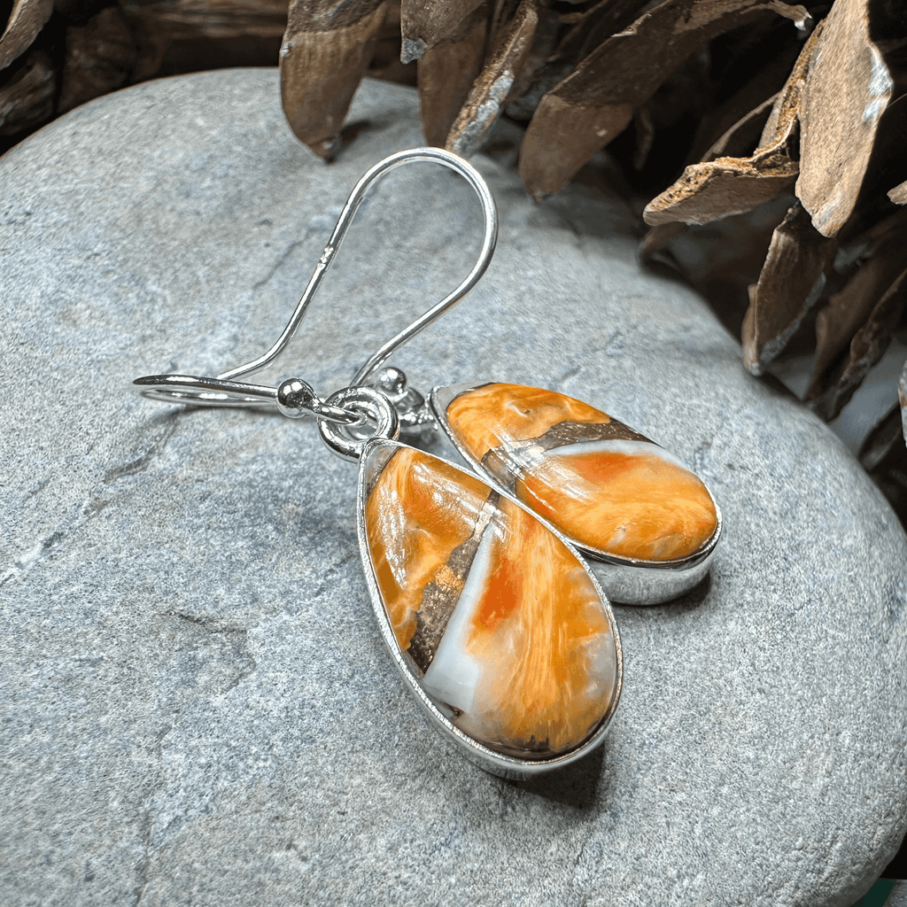 Classic Copper Turquoise Earrings - Teardrop Orange